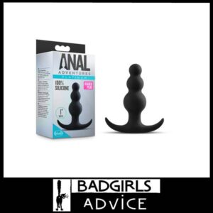 Anal Adventures Platinum Beaded Plug Black 7.6 cm (3'') Silicone Butt Plug