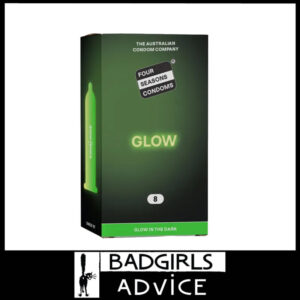 Glow Glow in The Dark Condoms Lubricated 54mm Condoms  8 Pack Rubber Latex Four Seasons