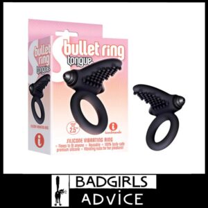 S-Bullet Ring Tongue Black Vibrating Cock Ring