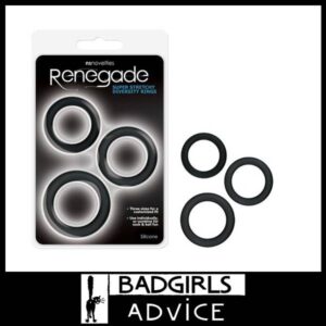 Renegade Diversity Rings Black Cock Rings Set of 3 Sizes