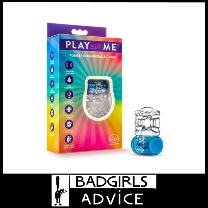 Play With Me Pleaser Rechargeable C-Ring Blue Blue Rechargeable Cock Ring 5.7cm