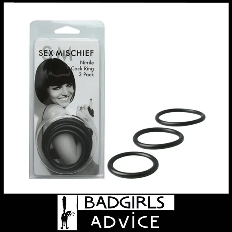 Sex & Mischief Nitrile Cock Ring 3 Pack New Revolutionary Material NBR Rubber Latex Free