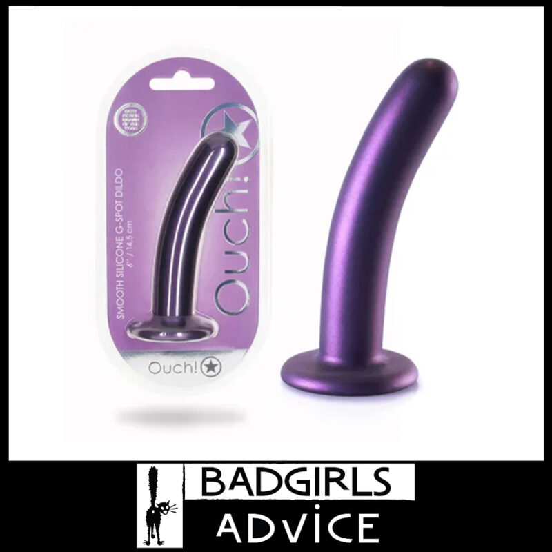 OUCH! Smooth Silicone G-Spot and Anal Dildo 14.5cm x 1.5cm Prostate Pegging Tool Purple