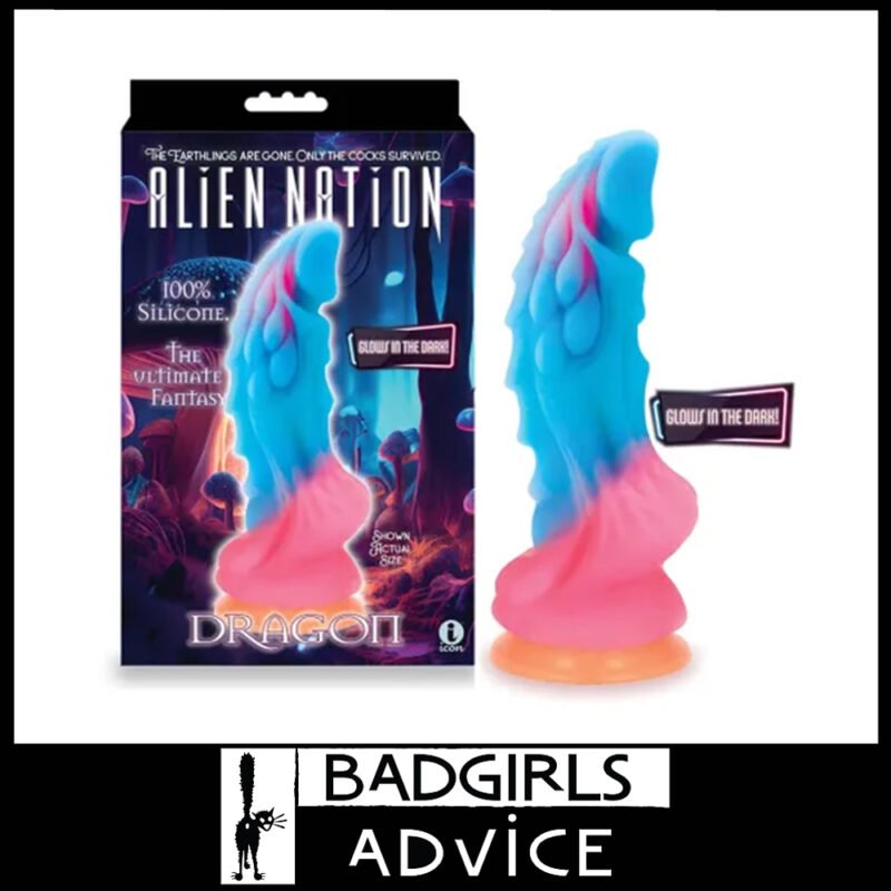 Alien Nation Glow Dragon Weird Shaped Silicone 9" x 2.5" Widest Girthy Cock