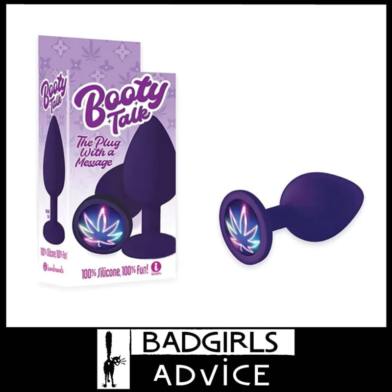 The 9's Booty Talk Neon Leaf 6.7cm Insert Anal Plug With Cheeky Base Graphic