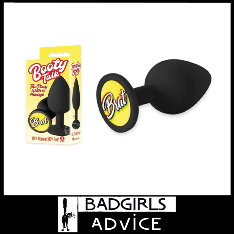 The 9's Booty Talk Brat Graphic Yellow Silicone 6.7cm Insert Anal Plug Smooth Black