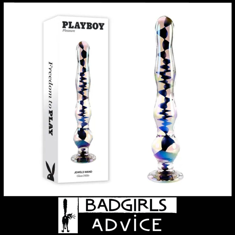 Playboy Pleasure Jewels wand Safety Glass Non Porous Solid 20.3cm x 4.4cm Everlasting Flat Base