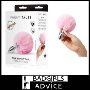 WhipSmart Furry Tales Pink Bunny Tail Small Aluminium 6.3cm x 2.5cm Butt Plug Faux Fur Pink