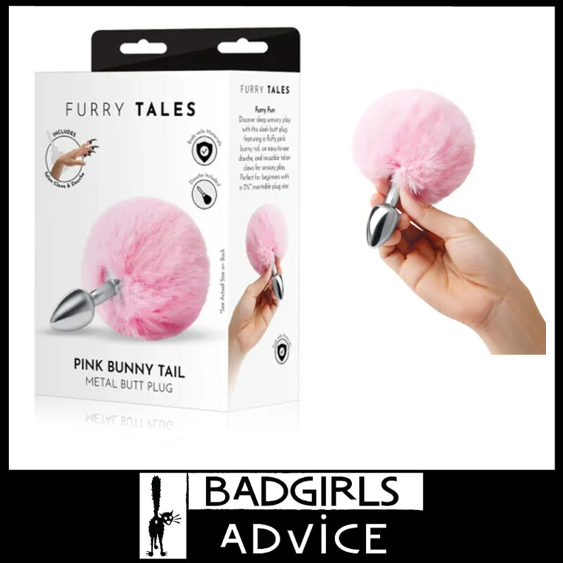 WhipSmart Furry Tales Pink Bunny Tail Small Aluminium 6.3cm x 2.5cm Butt Plug Faux Fur Pink