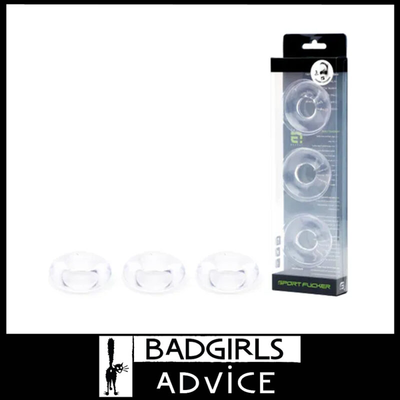 Sport Fucker Rubber Cockring 3 Pack Super Stretchy Tpr Versatile Usage Clear Set