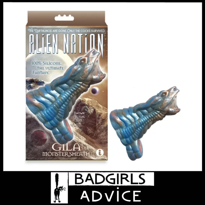 Alien Nation Gila Insane Cock Sheath Adds Girth Penis Sleeve Ball Strap 1" Opening Silicone Blue