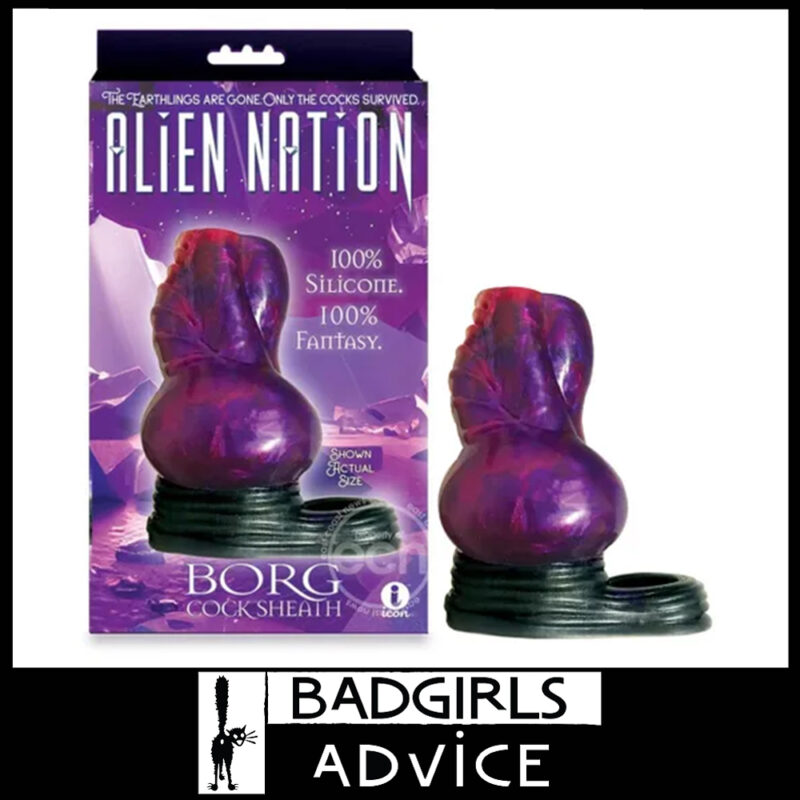 Alien Nation Borg Penis Sleeve Adds Hefty Girth To Your Cock 4.5" Ball Strap Silicone Purple