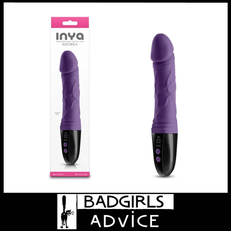 INYA Electrica - Usb Penis Vibrator 22.9cm 9 Levels 3 speeds Digital Display Silicone Purple