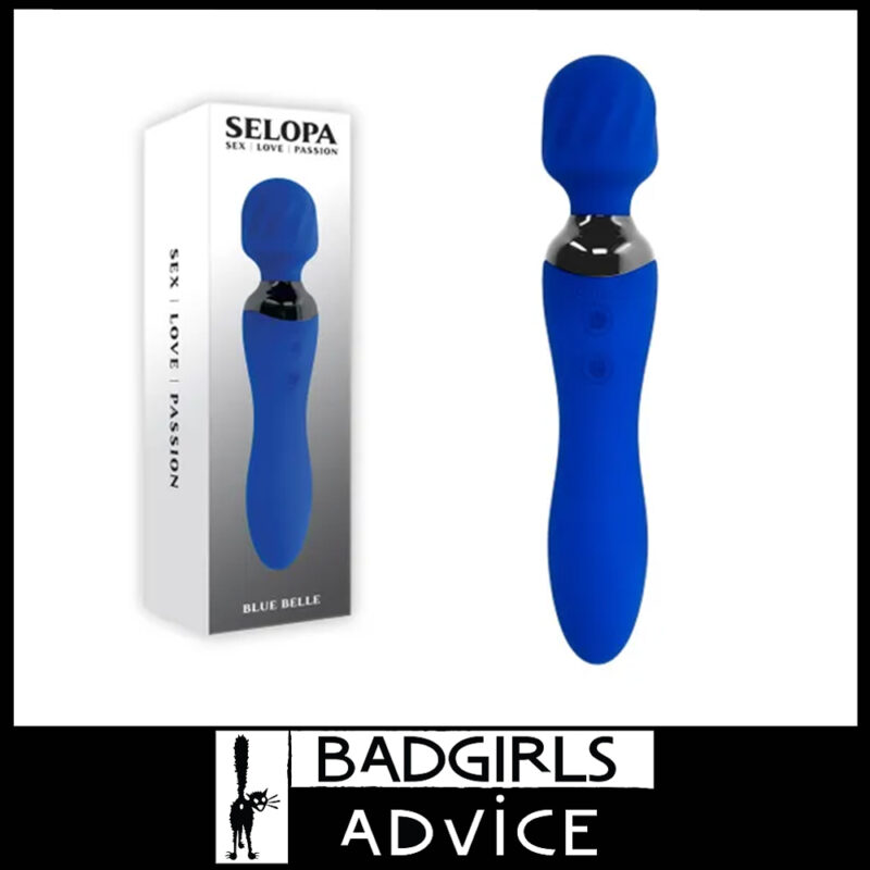 Selopa Blue Belle Massager Wand Vibrator 2 Motors 7 Speeds 20cm x 3.8cm Silicone Blue