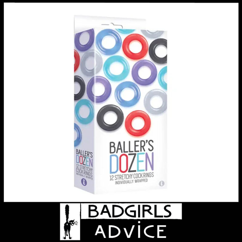 Baller's Dozen - Smooth 12 Pack Of Individually Wrapped Penis Rings Tpr Jelly 1.25" Max Stretch