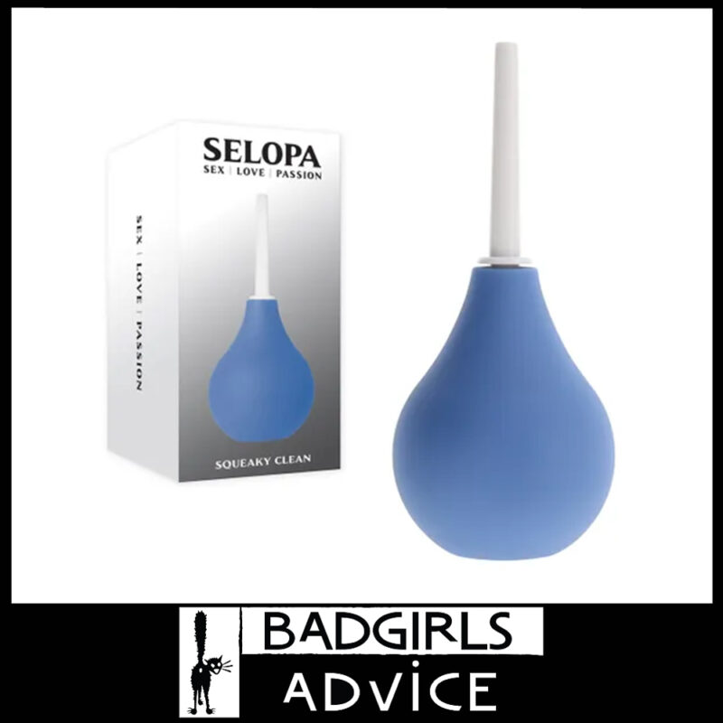 Selopa Sqeaky Clean Bulb Douche Anal Sex Prep Toy 5.7cmx .9cm Insert Silicone Abs Blue