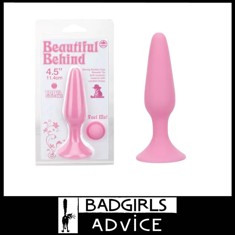 Beautiful Behind Silicone Classic Shape Anal Plug 11.4cm Softer Feel Strong Suction Cup Pink