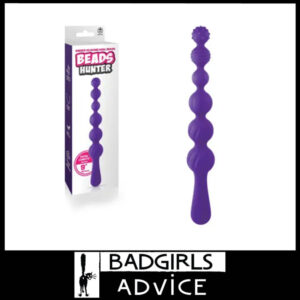 Beads Hunter - 22.9cm x 3.3cm Silicone Beaded Shaft Unisex Anal Sex Toy Purple