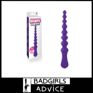 Beads Hunter - 24.1cm x 3.3cm Silicone Beaded Shaft Unisex Anal Sex Toy Purple