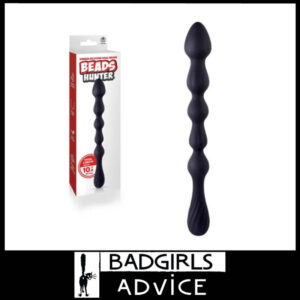 Beads Hunter - 26.7cm x 3.3cm Silicone Beaded Shaft Unisex Anal Sex Toy Black