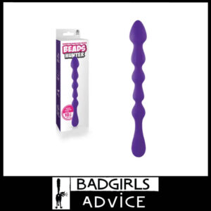 Beads Hunter - 26.7cm x 3.3cm Silicone Beaded Shaft Unisex Anal Sex Toy Purple