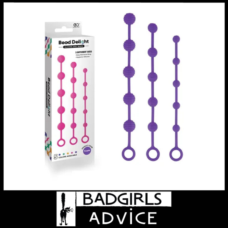 Bead Delight Silicone Anal Beads 24cm 25cm 28cm Flexible Starter Sized - Purple