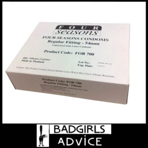 Four Seasons Regular Condoms 54mm Width 144 Individually Wrapped Protection Bulk Box