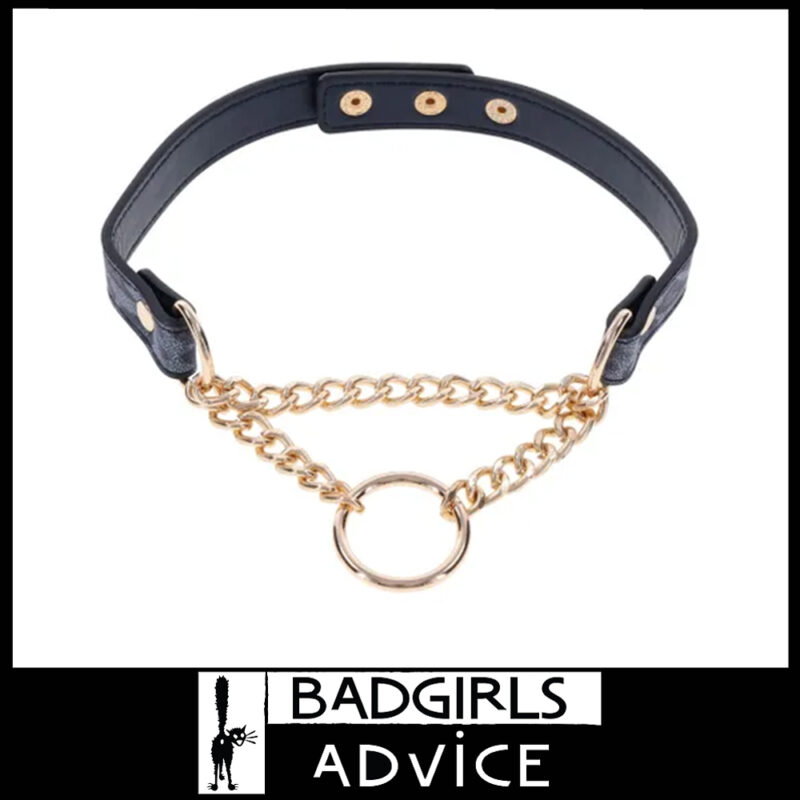 Sex & Mischief Cougar Day Collar 38-43cm Golden Hardware Metal Pu Leather Blue