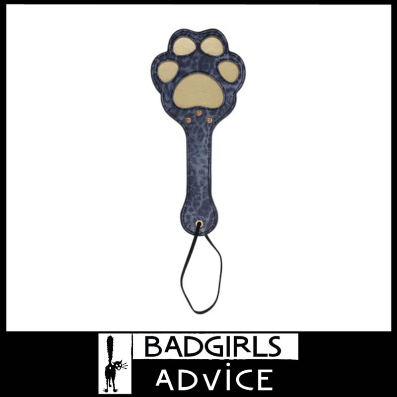 Sex & Mischief Cougar Paw Paddle 28cm Faux Leather Sturdy Build Blue