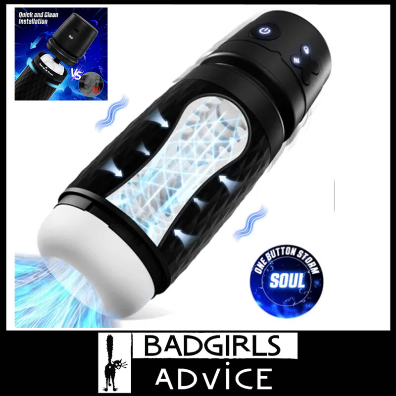 CyberSkin B-Warrior 3 Suction 4 Vibrates Usb 16.5cm Insert Male Masturbator Black