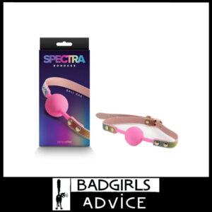 Spectra Bondage Mouth Ballgag 4.2cm Silicone Adjustable Pu Leather - Rainbow