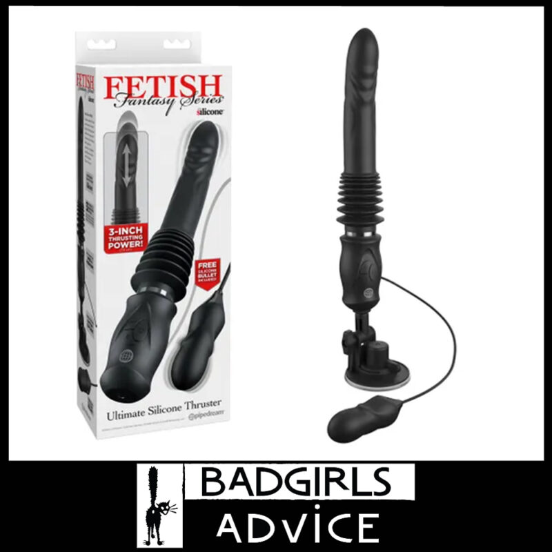 Fetish Fantasy Ultimate Silicone Thruster 10 Speeds 3 Thrust 15.5cm Hands Free Silicone Black