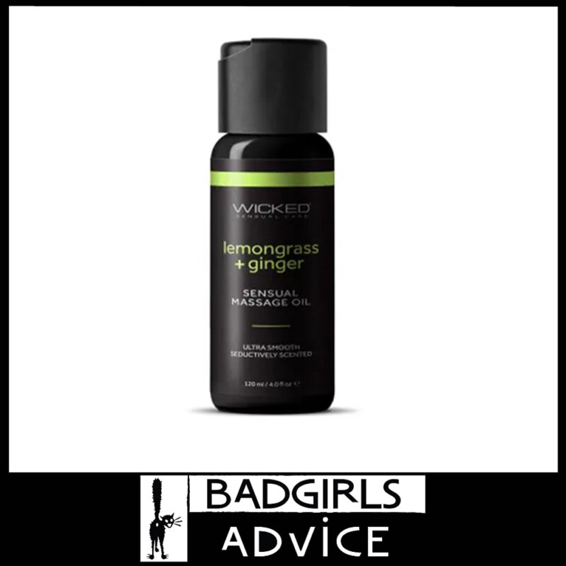 Wicked Sensual Massage Oil - Lemongrass + Ginger Vitamin E Aloe Coconut Oil Essential Oils 120ml