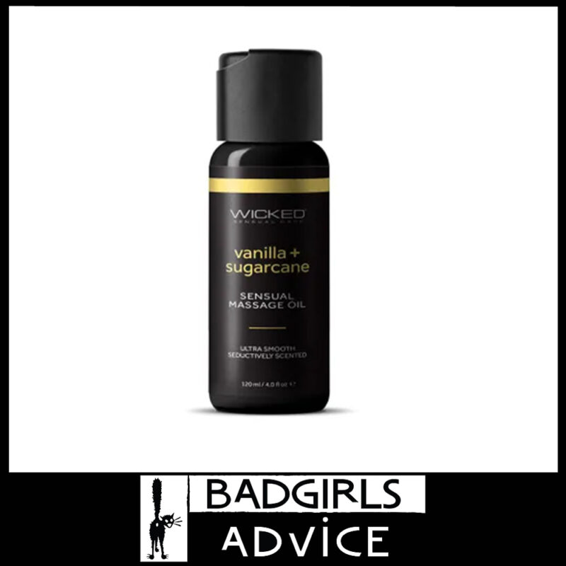 Wicked Sensual Massage Oil - Vanilla + Sugarcane Vitamin E Aloe Coconut Oil Essential Oils 120ml