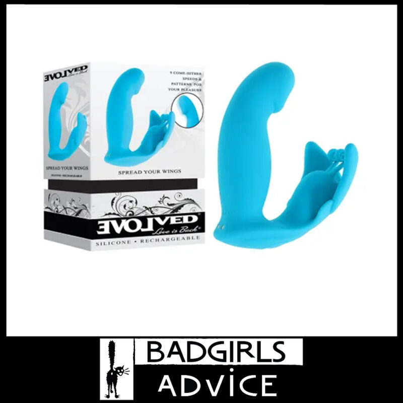 Evolved Spread Your Wings Mini 12.6cm Penis With Clit Vibrator Usb Come Hither 9 Speeds Blue