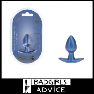 OUCH! Anal Plug Metallic Sheen 6.5cm x 2.7cm Soft Silicone Small Blue