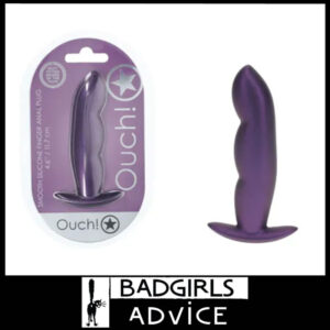 OUCH! Finger Anal Plug Metallic Sheen 11.7cm x 2.1cm Soft Silicone - Purple