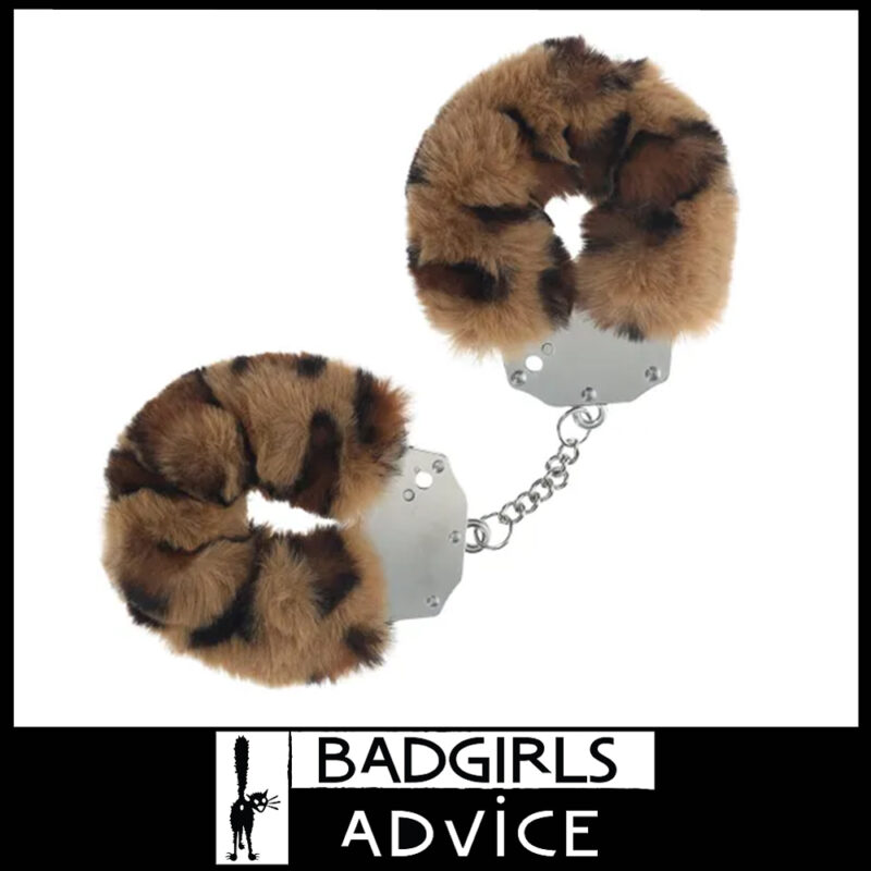 OUCH! Heavy-Duty Fluffy Cuffs 24.2 cm x 0.5 cm Iron Metal 5cm Inner - Leopard