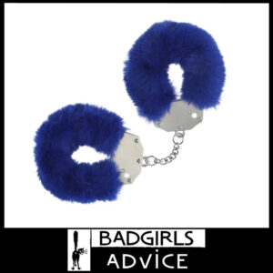 OUCH! Heavy-Duty Fluffy Cuffs 24.2 cm x 0.5 cm Iron Metal 5cm Inner- Navy