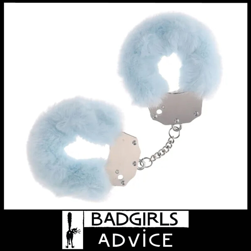 OUCH! Heavy-Duty Fluffy Cuffs 24.2 cm x 0.5 cm Iron Metal 5cm Inner - Powder Blue