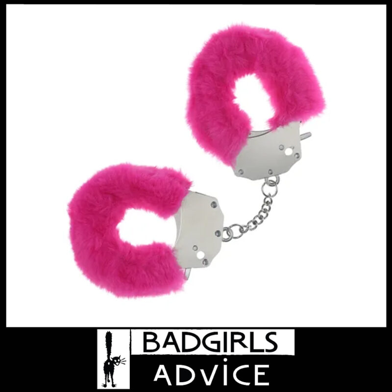 OUCH! Heavy-Duty Fluffy Cuffs 24.2 cm x 0.5 cm Iron Metal 5cm Inner- Pink