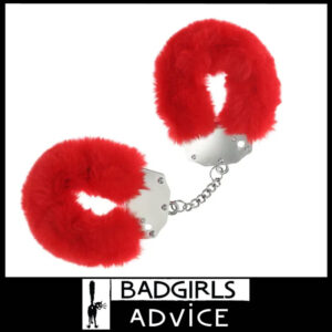 OUCH! Heavy-Duty Fluffy Cuffs 24.2 cm x 0.5 cm Iron Metal 5cm Inner Red