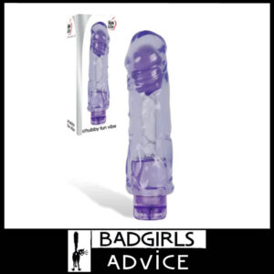 Adam & Eve Chubby Fun Vibe Battery Operated 9" x 2.25" Girthy Penis Dildo Vibrator Purple