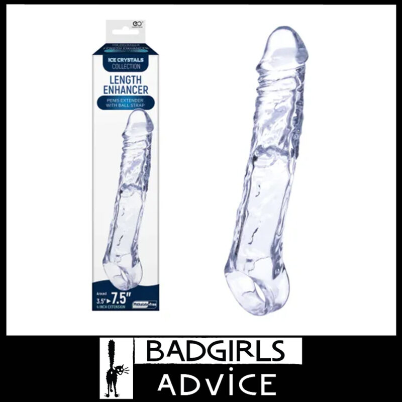 Ice Crystals 4"Length Enhancer For Penis Extending Cock Balls Strap 7.5" Total