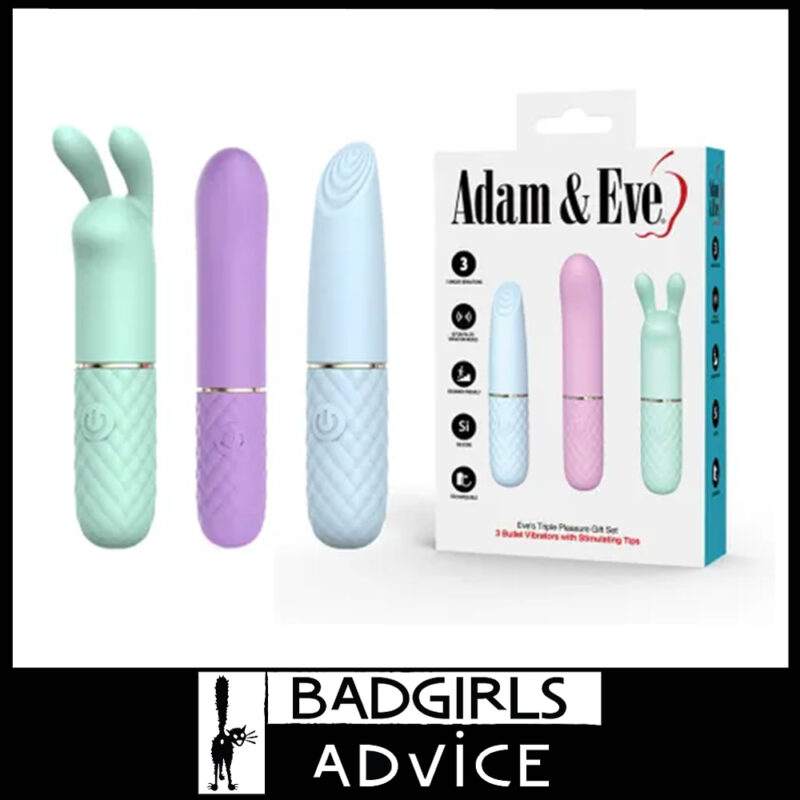 Adam & Eve Triple Pleasures 3 in Box Clitoris 10 Speeds Vibrators Set 5.75" 4.25" 4.25"