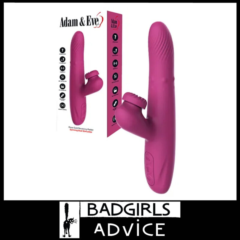 Adam & Eve Rose Gold Revolving Clit Spinner 8.8" Rabbit Thruster Usb 7 Speeds Silicone Purple