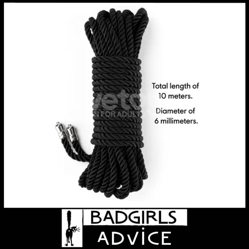 Rebellion Reign Silky Bondage Rope 10 Metres x 6mm Thick Polyester - Black