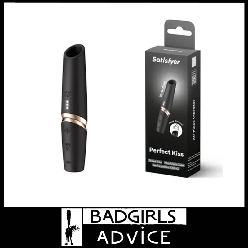 Satisfyer Perfect Kiss | Travel Sized 30 Levels Usb Air Wave Clitoris Suction Black