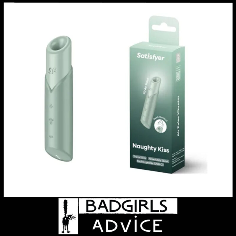 Satisfyer Naughty Kiss | Travel Sized 30 Levels Usb Air Wave Clitoris Suction Green