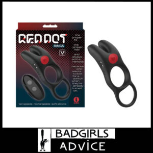 Red Dot Rings | V1 Vibrating Cock and Ball Ring 12.7cm Stretchy Silicone 10 Speeds Black